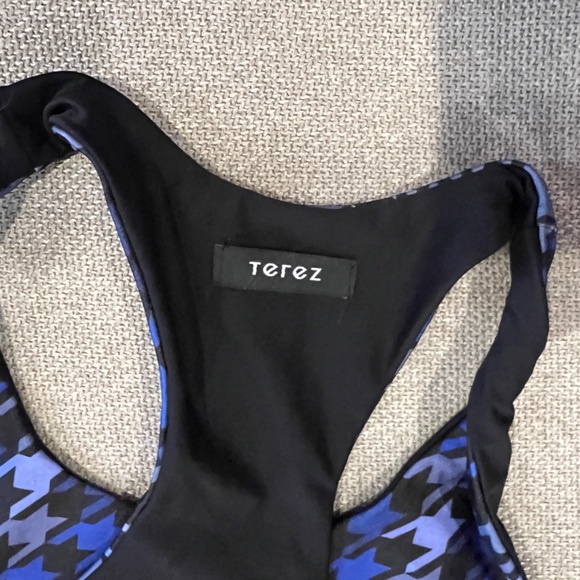 Size small blue houndstooth print sports bra Terez - Picture 3 of 3